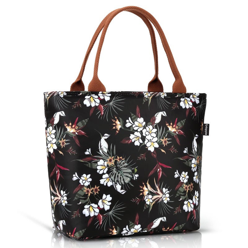 Gloppie Lunch Bag Women Insulated Lunch Box for Women Leakproof Lunch Tote White Flower - Image 1